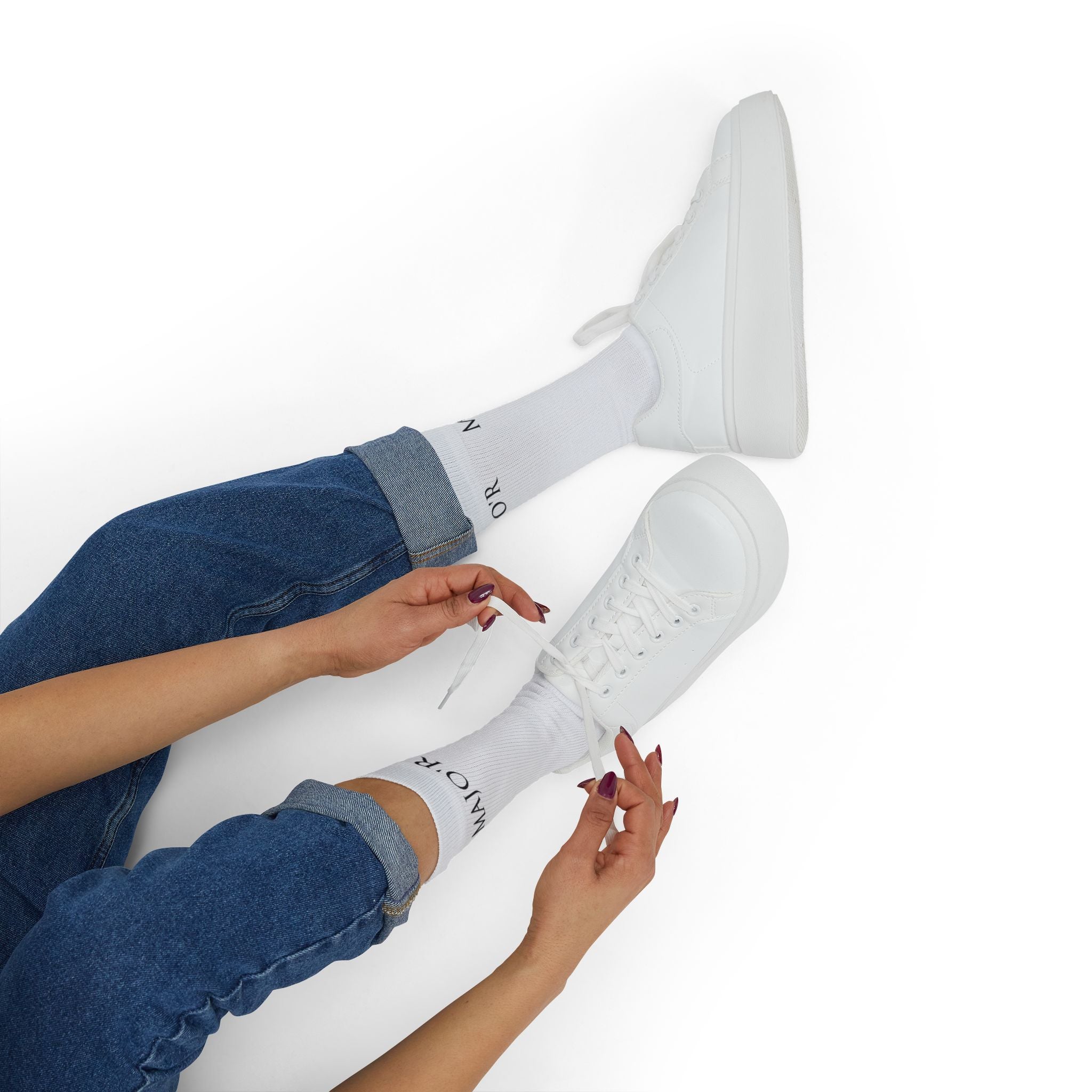 Major Sublimated Crew Socks — Minimal Stripe Logo Athletic Socks