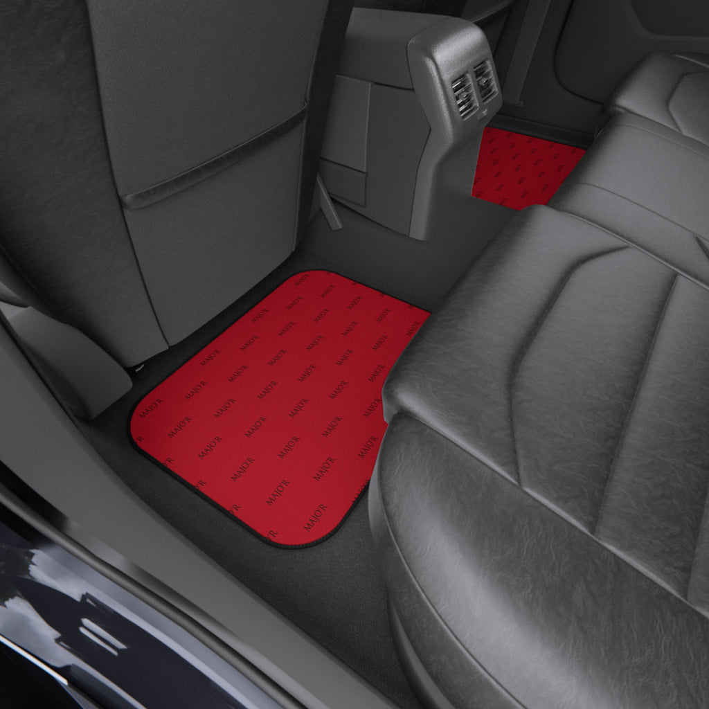 Red Logo Pattern Car Mats (Set of 4) — Universal Interior Floor Mats