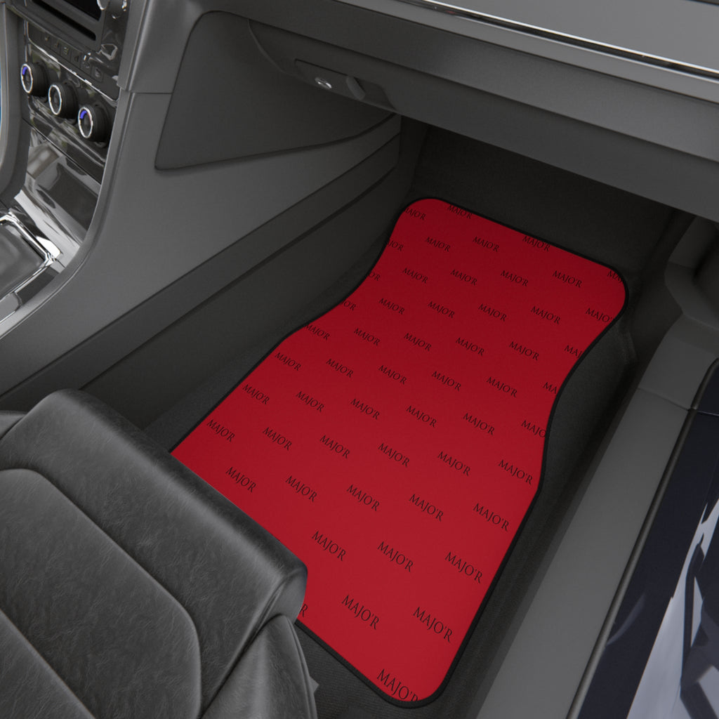 Red Logo Pattern Car Mats (Set of 4) — Universal Interior Floor Mats