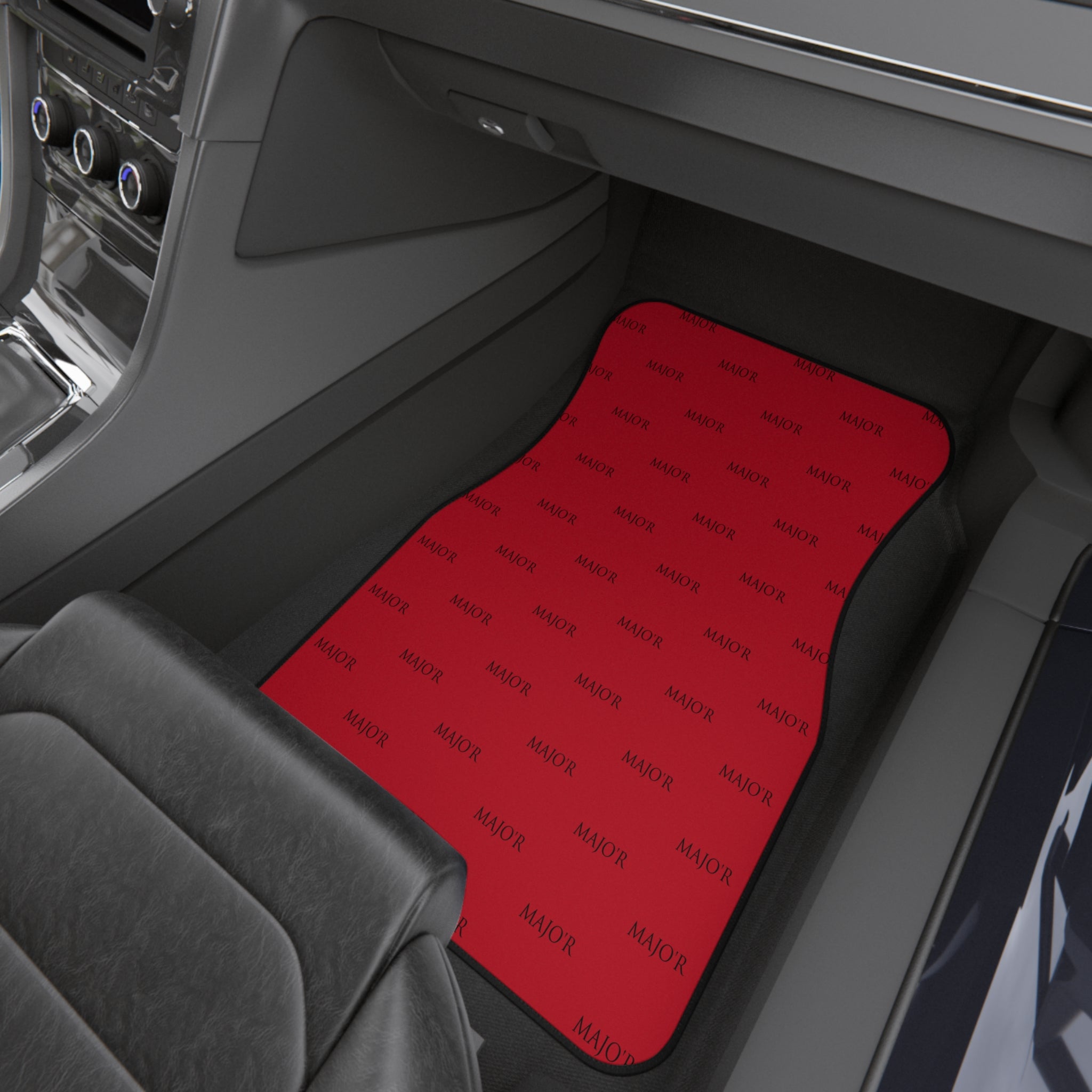 Red Logo Pattern Car Mats (Set of 4) — Universal Interior Floor Mats