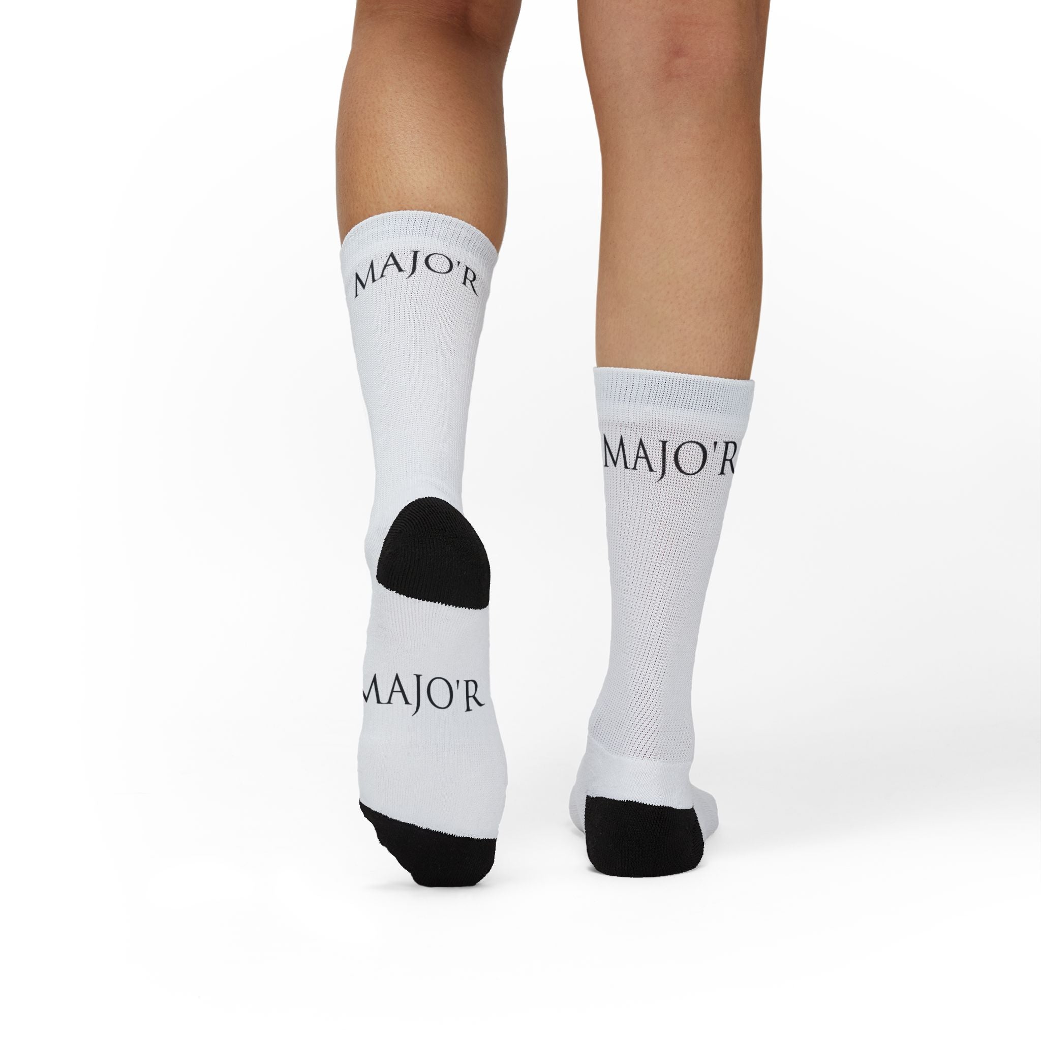 Major Sublimated Crew Socks — Minimal Stripe Logo Athletic Socks