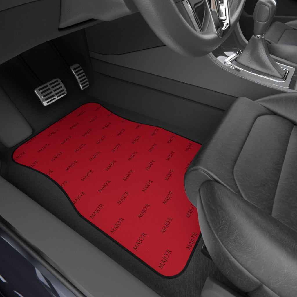 Red Logo Pattern Car Mats (Set of 4) — Universal Interior Floor Mats