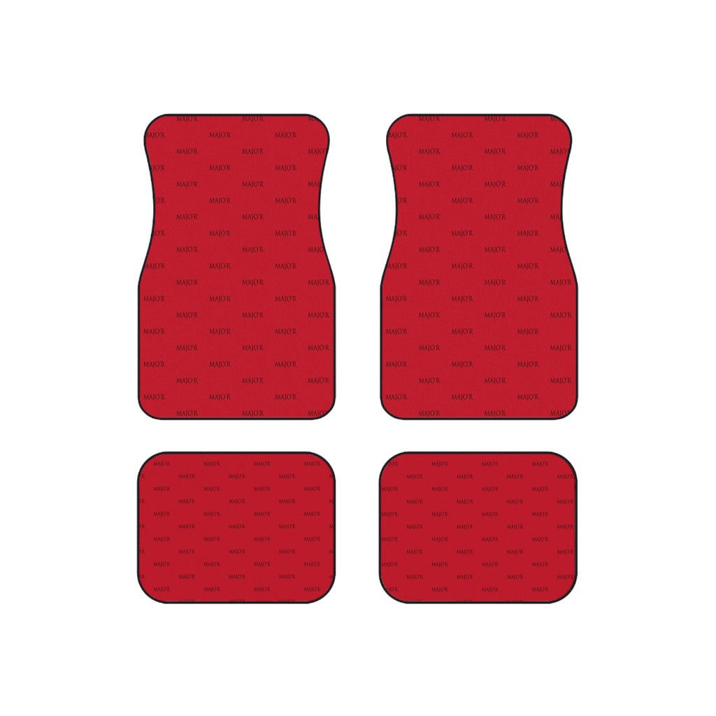 Red Logo Pattern Car Mats (Set of 4) — Universal Interior Floor Mats
