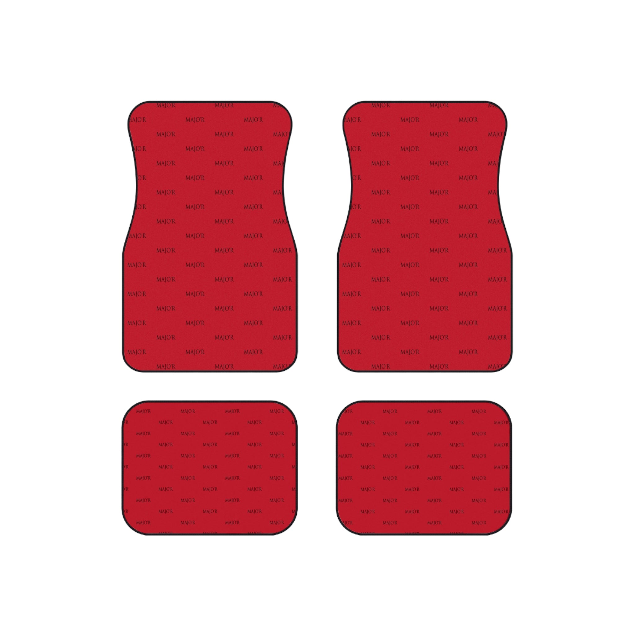 Red Logo Pattern Car Mats (Set of 4) — Universal Interior Floor Mats