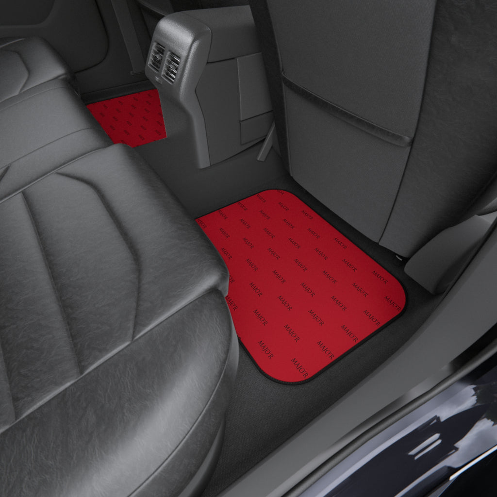 Red Logo Pattern Car Mats (Set of 4) — Universal Interior Floor Mats