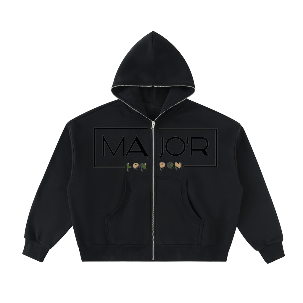 Fleeced Full-Zip Boxy Hoodie