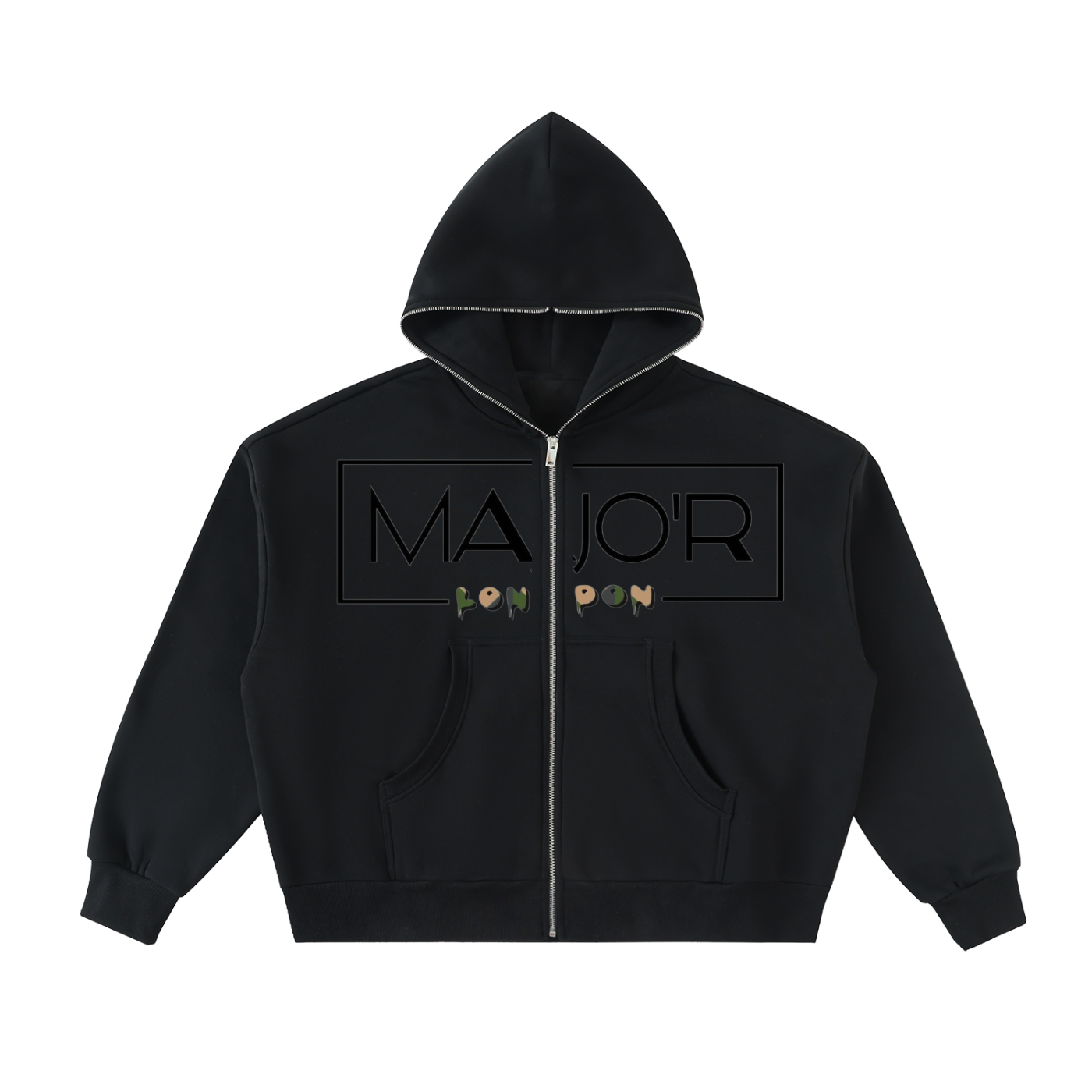 Fleeced Full-Zip Boxy Hoodie