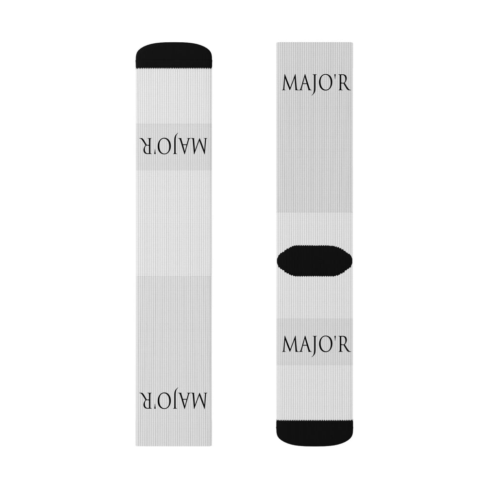Major Sublimated Crew Socks — Minimal Stripe Logo Athletic Socks
