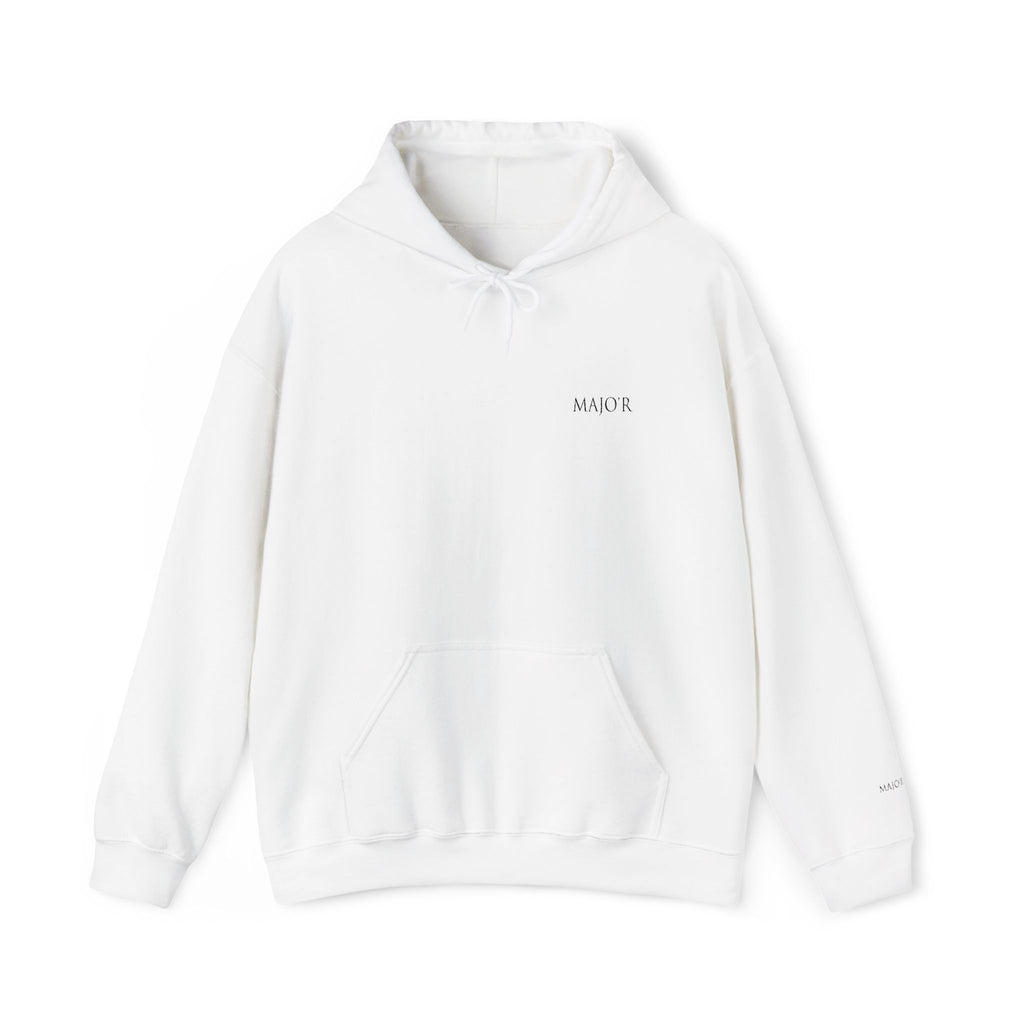 Hoodie — Minimal 'AMOR' Embroidered White Pullover