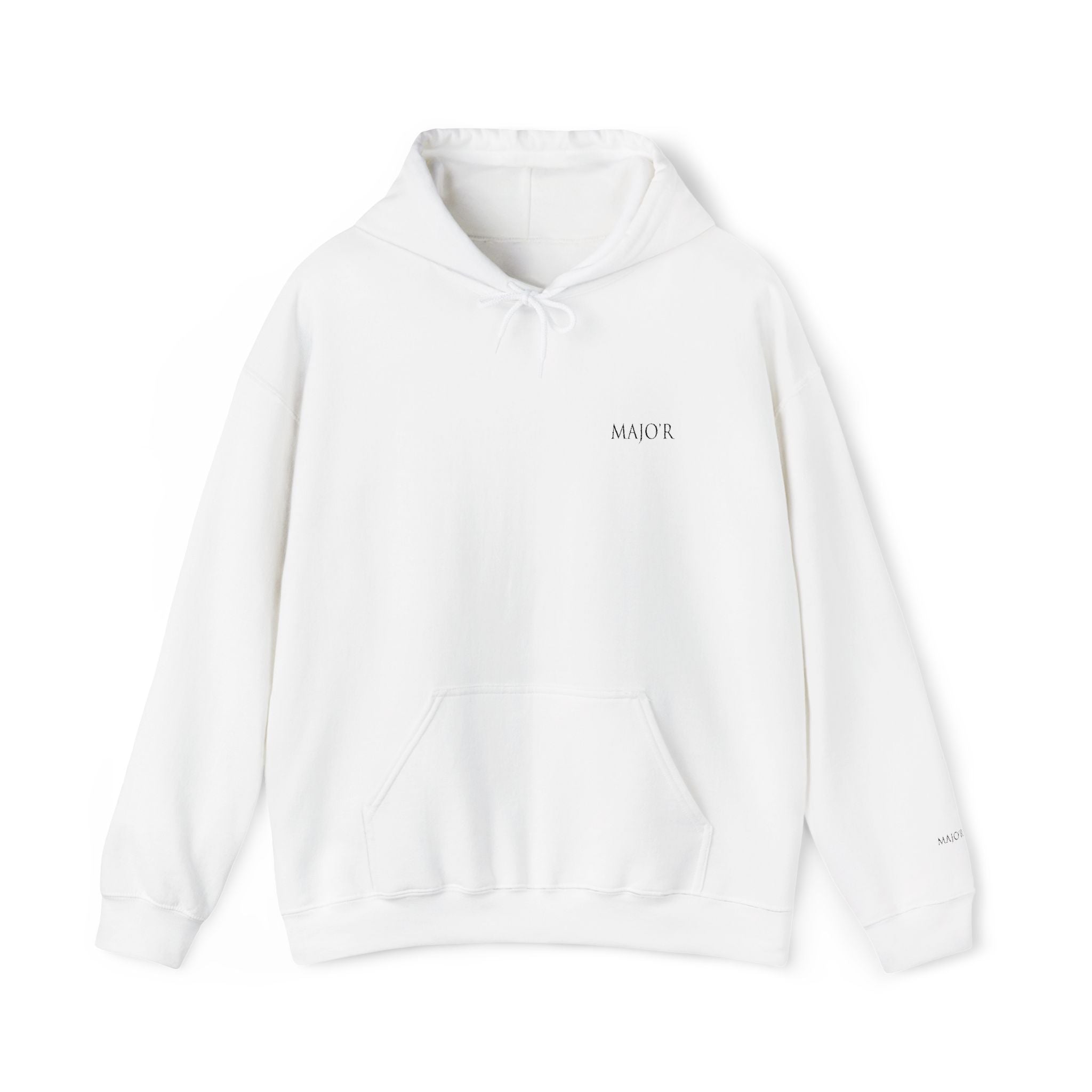 Hoodie — Minimal 'AMOR' Embroidered White Pullover