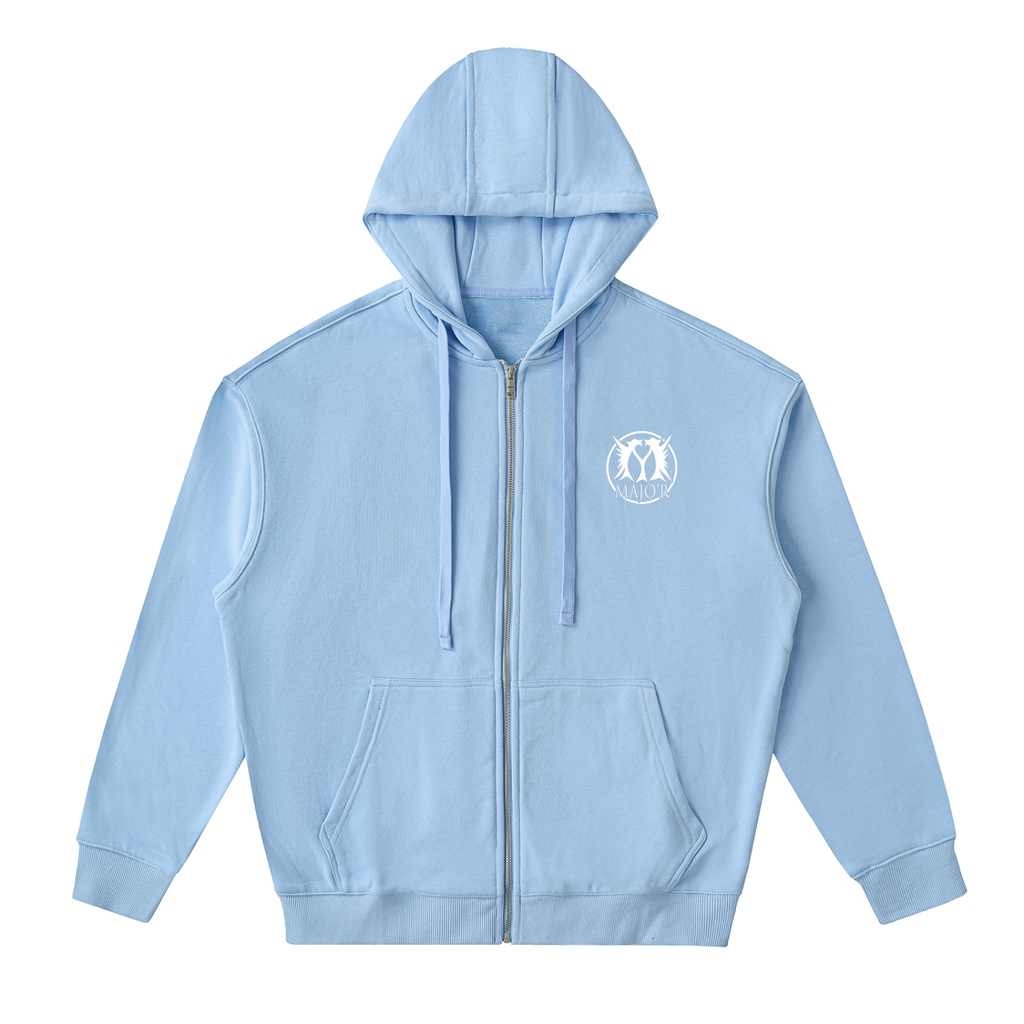 Drop-Shoulder Zip Up Hoodie