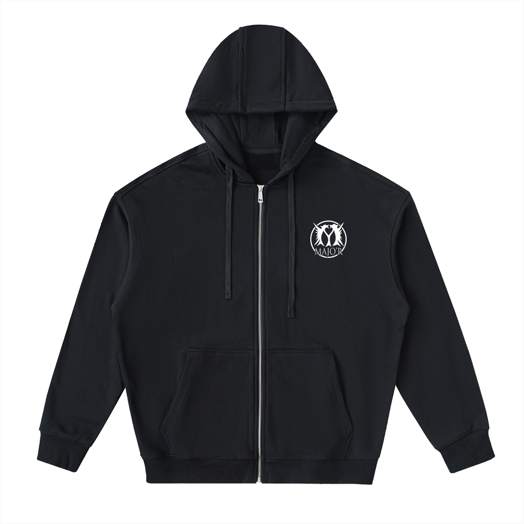 Drop-Shoulder Zip Up Hoodie